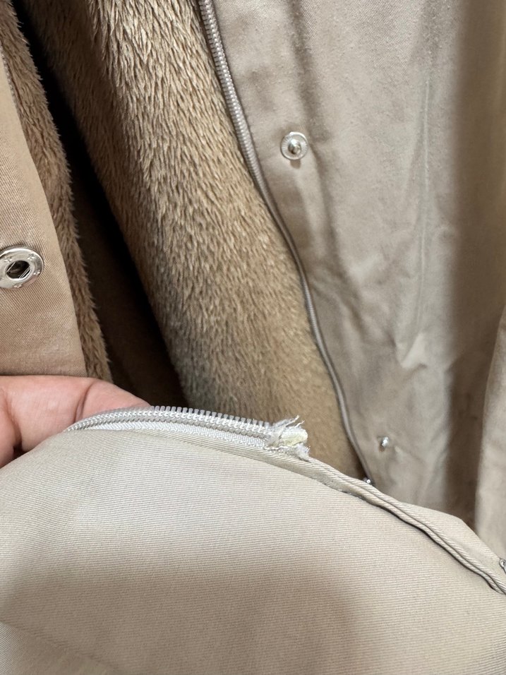 Kürk Detaylı Bej Uzun Kadın Ceket - Görsel 5