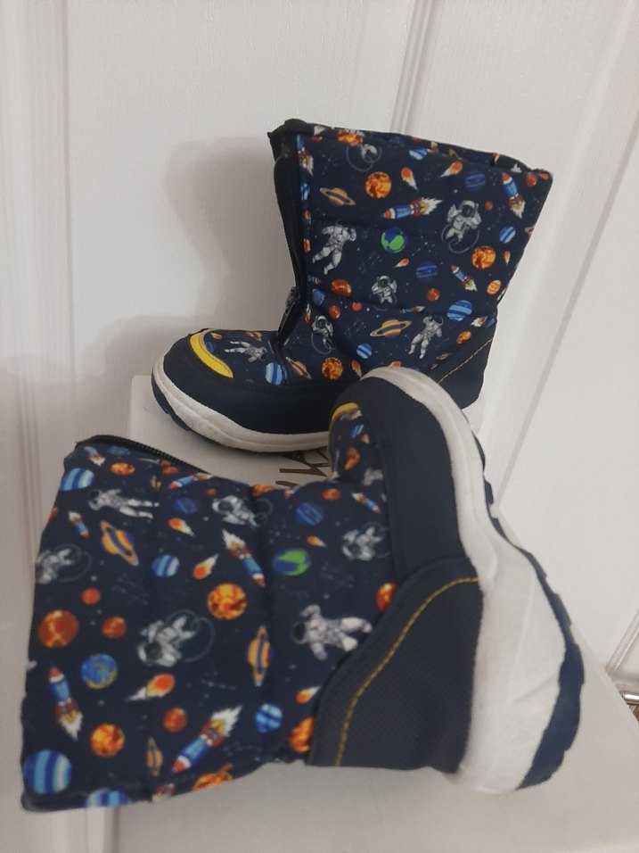 Erkek Çocuk Mavi Desenli Cırt Cırtlı Bot - Görsel 5