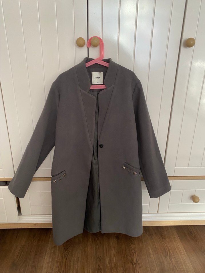 Gri Uzun Kadın Kaban - Görsel 2