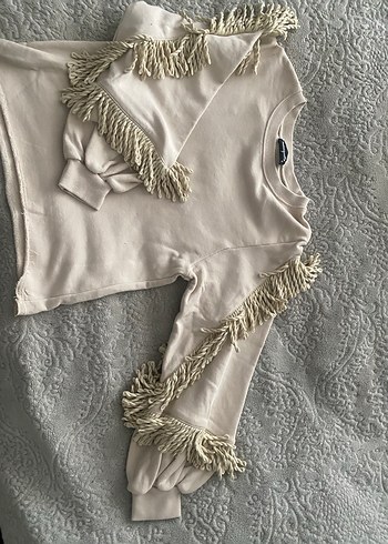 Püsküllü Kadın Sweatshirt Gri Rahat Kesim - Görsel 2