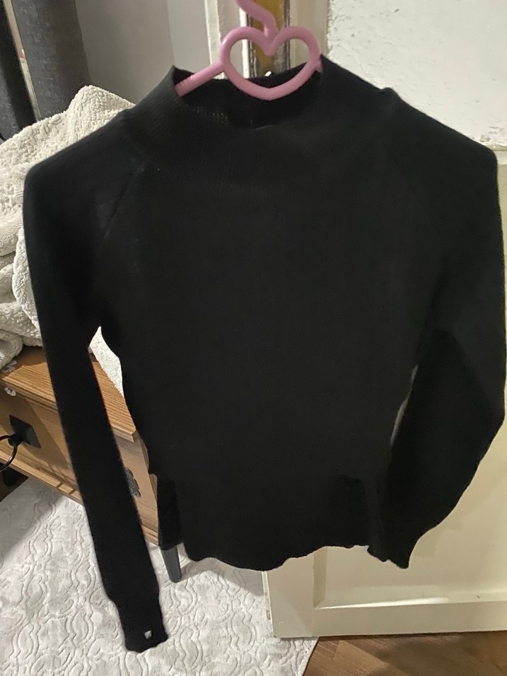 Siyah yarım balıkci orgu crop kazak pantolon triko Alt ust takim - Görsel 4