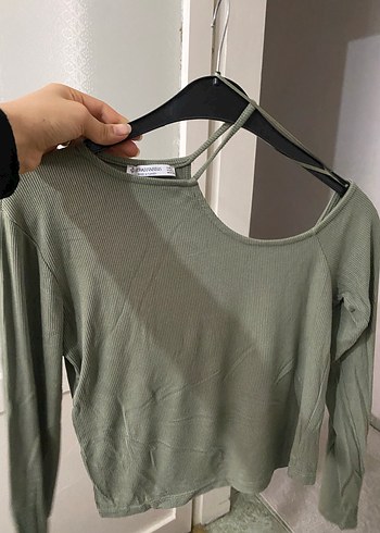 Uzun Kollu, Asimetrik Yaka Kadın Bluz - Görsel 2