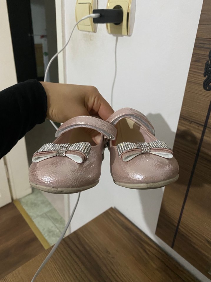 Kız Çocuk Pembe Fiyonklu Babet Ayakkabı - Görsel 3