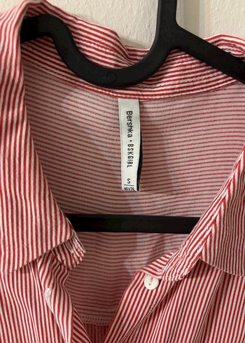 Düğmeli Kısa Kollu Pembe Keten Gömlek - Görsel 3