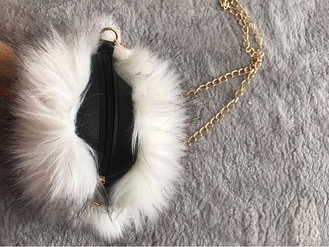 Diğer Tüylü kürklü peluş çanta