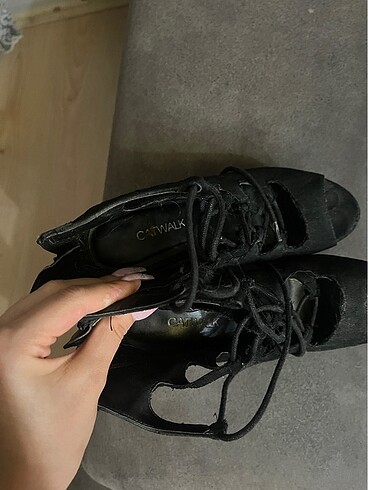 36 Beden siyah Renk Bağlamalı bağcıklı ayakkabı gladyatör ince topuklu