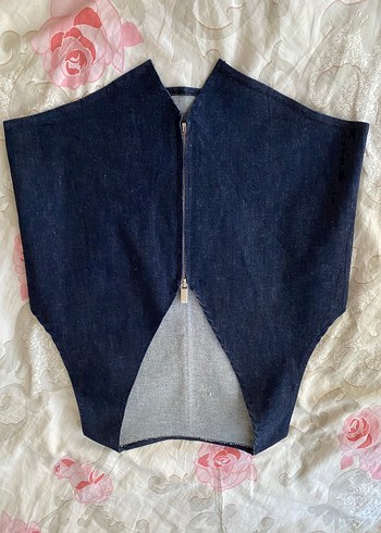 Fermuarlı Denim Yelek