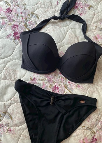 s Beden Pierre Cardin Siyah Strappy Kadın Bikini Takımı