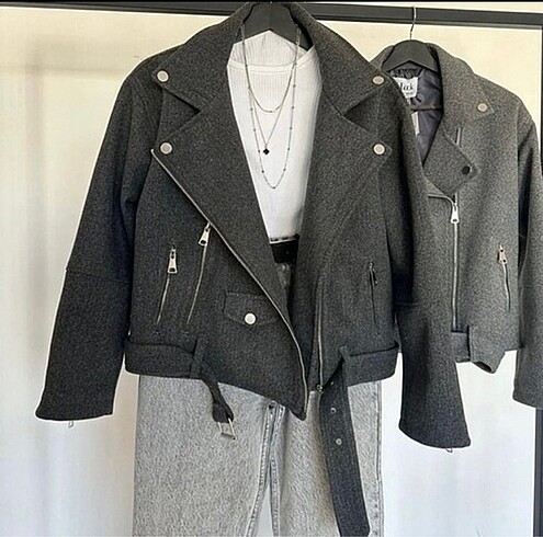 Zara Model Biker Gri Ceket