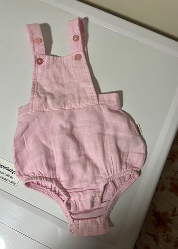 6 Ay Beden Pembe Düğmeli Bebek Kız Tulum