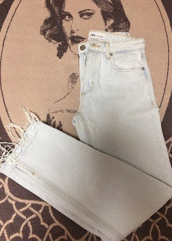 s Beden gri Renk Zara Buz mavisi Fit Midi Jean