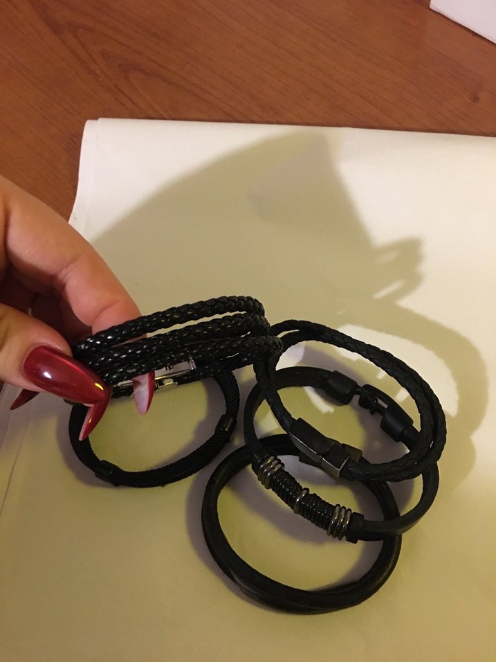 Erkek Siyah 5 adet deri Bileklik Seti kaliteli - Görsel 2