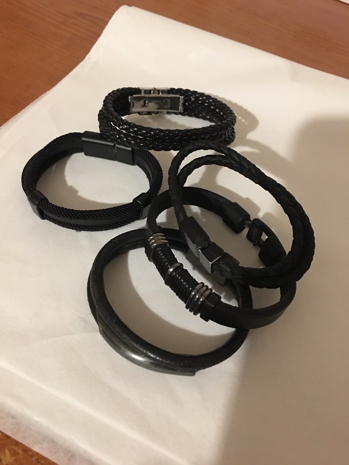 Erkek Siyah 5 adet deri Bileklik Seti kaliteli - Görsel 4