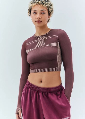 Bordo Baskılı Uzun Kollu Fit Triko Üst - Görsel 2