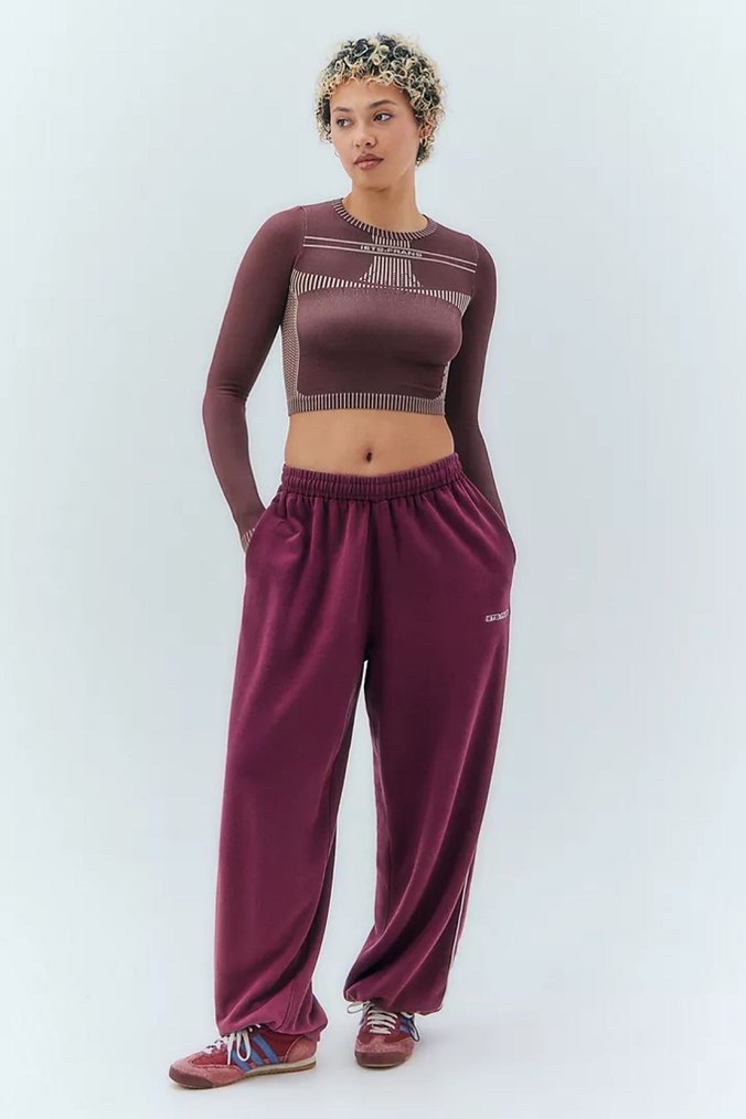 Bordo Baskılı Uzun Kollu Fit Triko Üst - Görsel 3