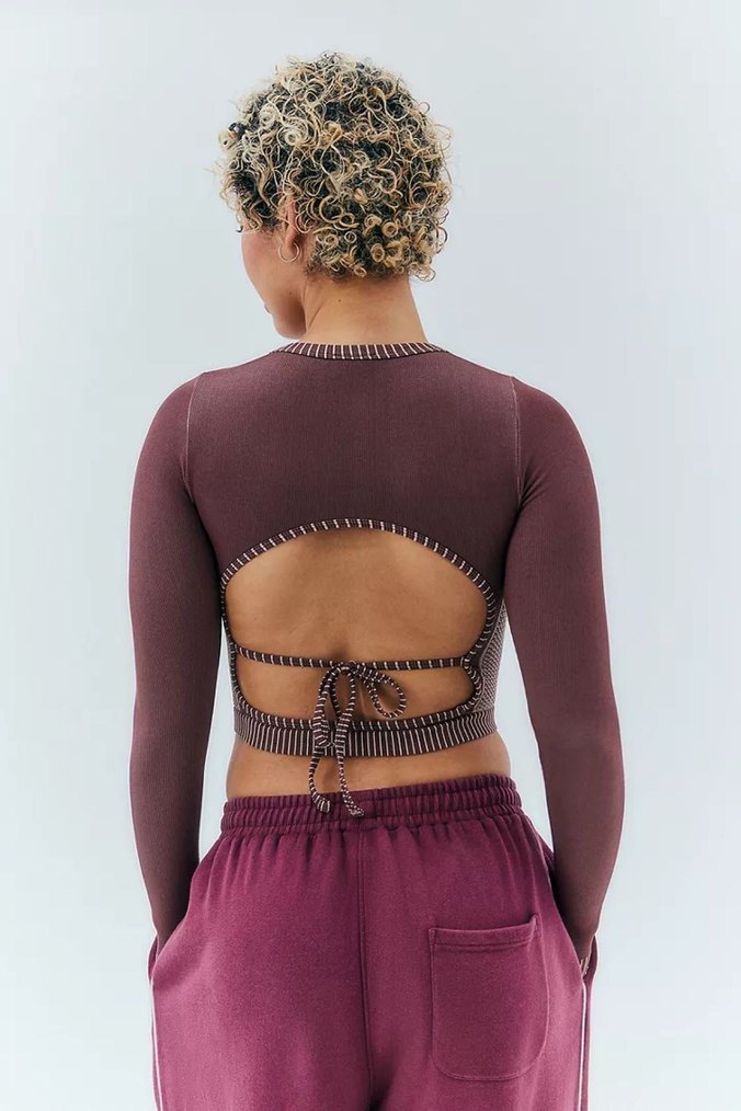 Bordo Baskılı Uzun Kollu Fit Triko Üst - Görsel 4