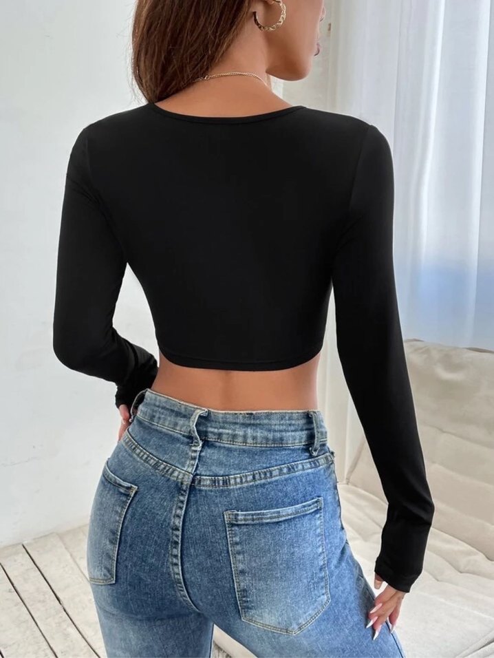 Siyah Parlak Goth Bluz - Görsel 4