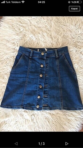 Mango Mini denim kot etek düğmeli