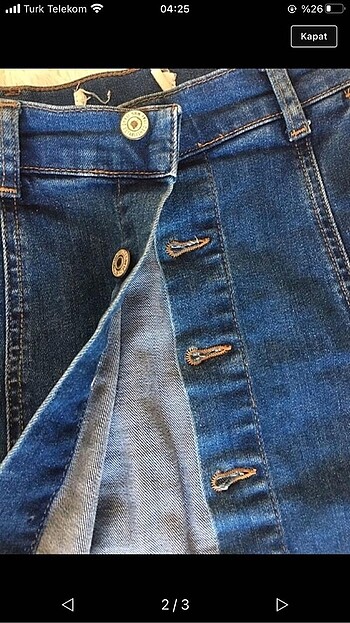 xs Beden Mini denim kot etek düğmeli