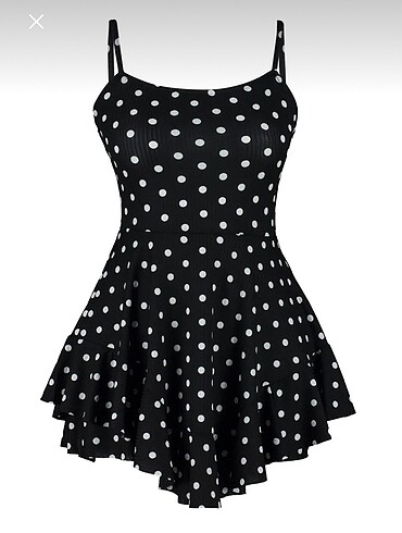 Sheinside Siyah beyaz puantiyeli mini elbise