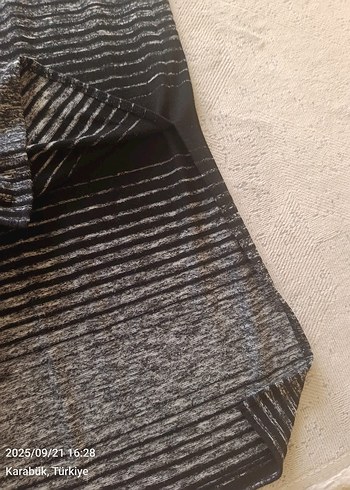 m Beden Gri Triko Uzun Kollu Boğazlı Elbise