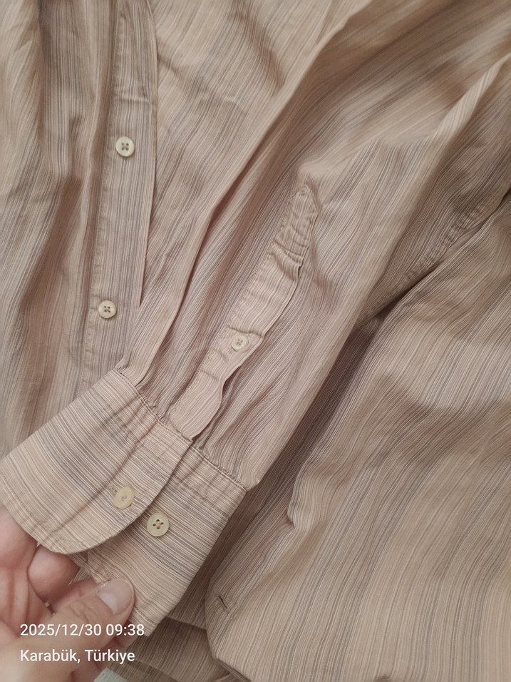 Bej Keten Erkek Gömlek, uzun Kollu, Rahat Kesim Ramsey - Görsel 3