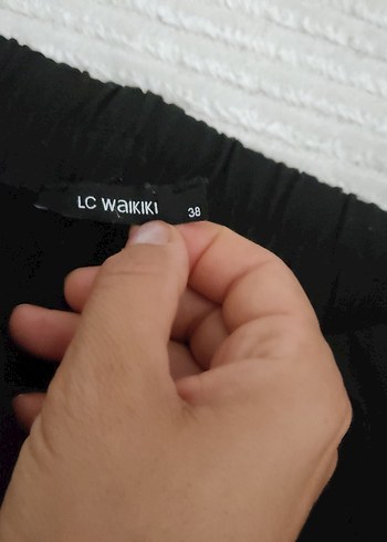 38 Beden Kadın Siyah lastikli Kumaş Pantolon