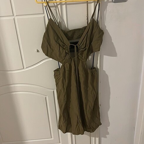 H&m haki yeşili kısa elbise