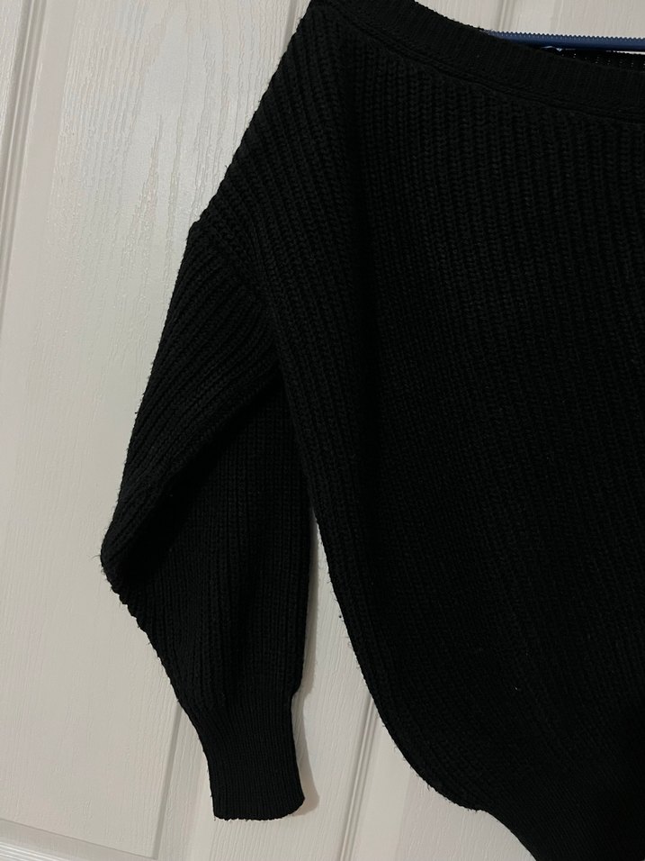 Siyah Triko Kadın bol Kazak - Görsel 2