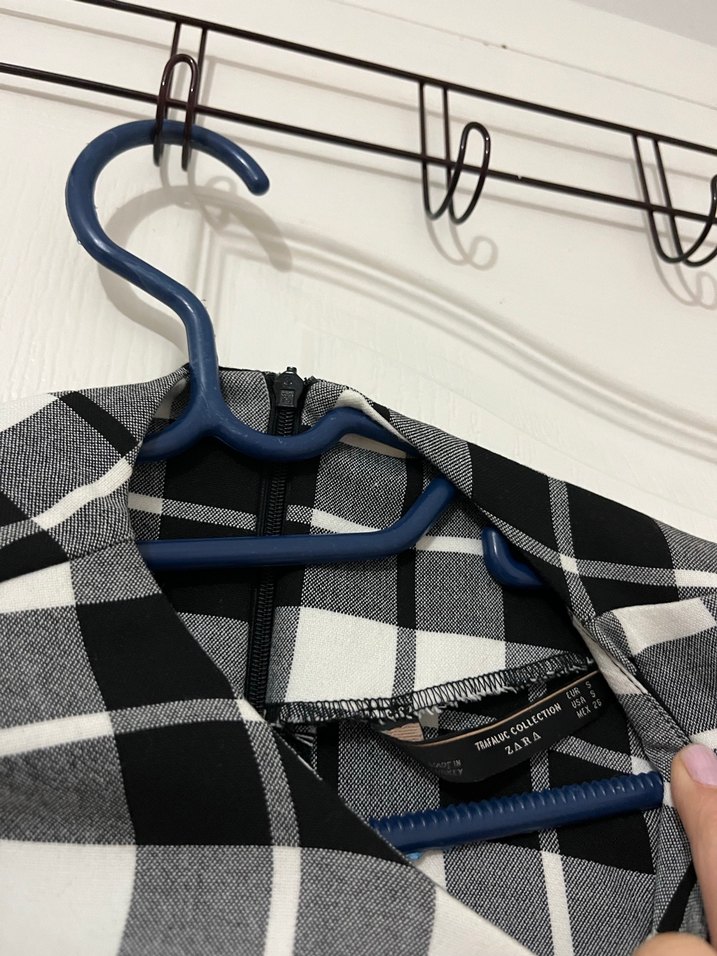 Gri Beyaz Kareli Midi Kadın Elbise - Görsel 3