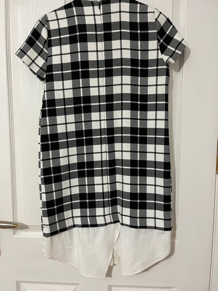 Gri Beyaz Kareli Midi Kadın Elbise - Görsel 4