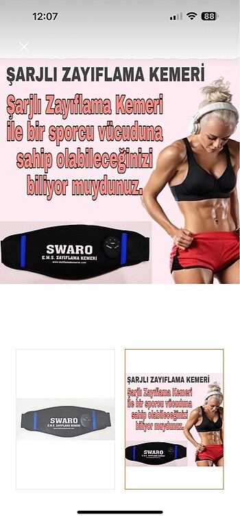 SWARO EMS ZAYIFLAMA KEMERİ