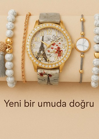 Diğer Bohem Tarzı Paris Temalı Kadın Saati Seti