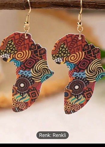 Beden Renkli Etnik Ahşap Boho Küpeler