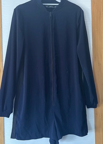 Fermuarlı Mini Lacivert Şort Tulum - Görsel 5