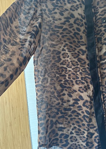 Home Store Kahverengi Leopar Desenli Kadın Gömlek