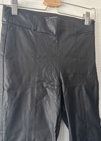 s Beden Siyah Deri Biker Kadın Pantolon