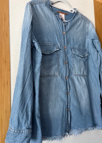 H&M Mavi Denim Düğmeli Kadın Gömlek