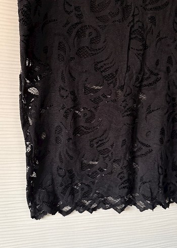 Kadın Siyah Dantel Uzun Kalem Etek - Görsel 2