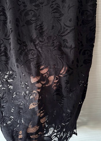 Kadın Siyah Dantel Uzun Kalem Etek - Görsel 5