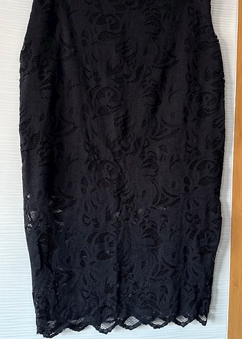 Kadın Siyah Dantel Uzun Kalem Etek - Görsel 4