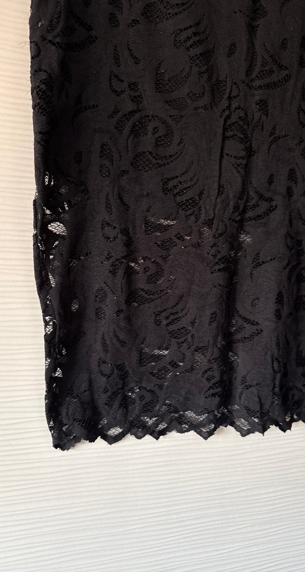 Kadın Siyah Dantel Uzun Kalem Etek - Görsel 2