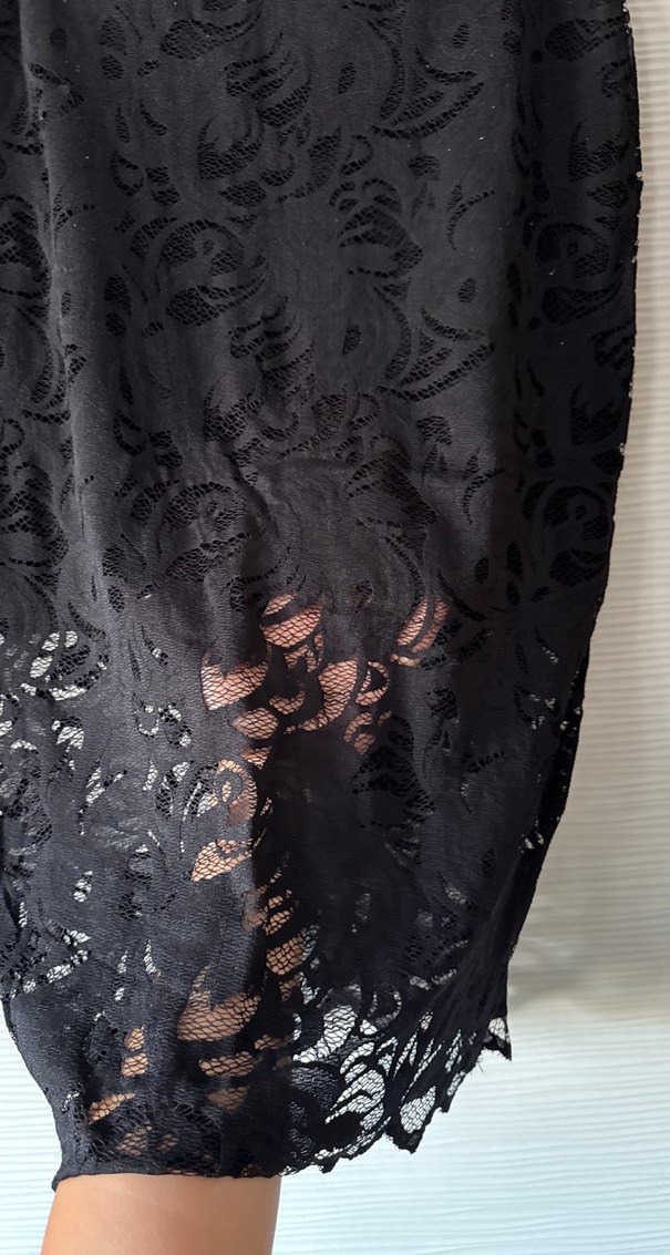 Kadın Siyah Dantel Uzun Kalem Etek - Görsel 5