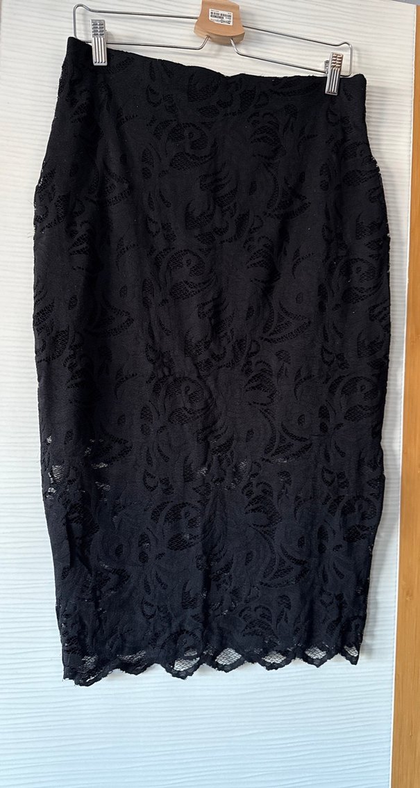 Kadın Siyah Dantel Uzun Kalem Etek - Görsel 4