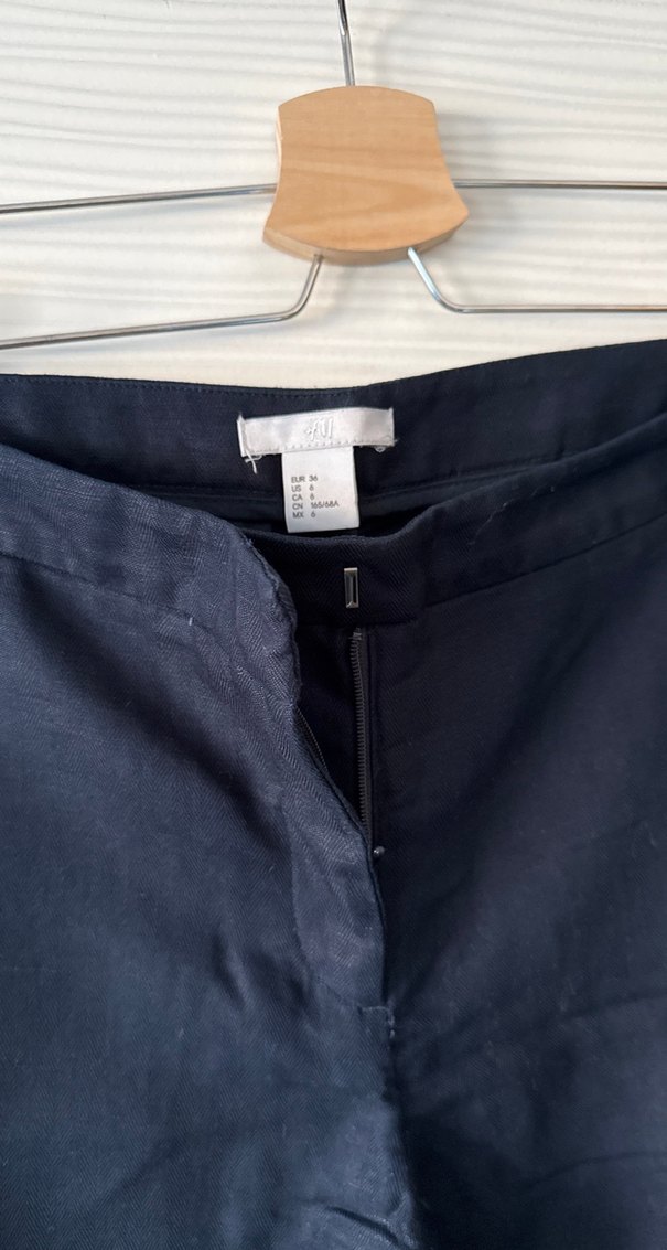 Lacivert Midi Kumaş Kadın Pantolon - Görsel 4