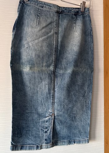 Düğmeli Kadın Midi Denim Etek - Görsel 5