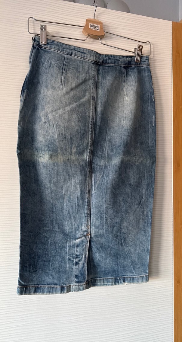 Düğmeli Kadın Midi Denim Etek - Görsel 5