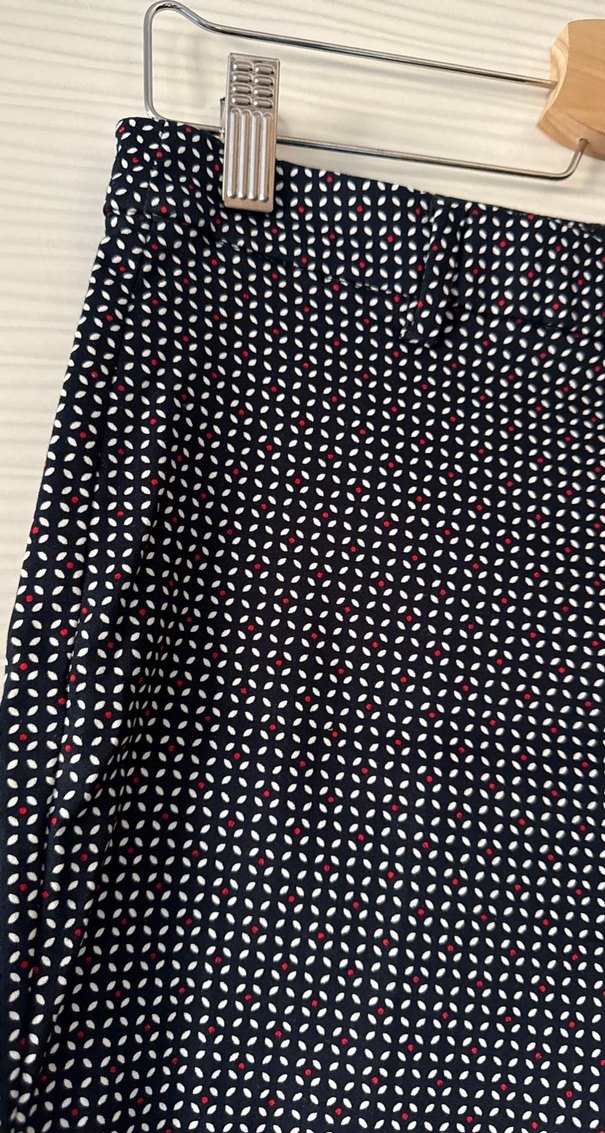 Düğmeli Gri Puantiyeli Kadın Kumaş Pantolon - Görsel 4