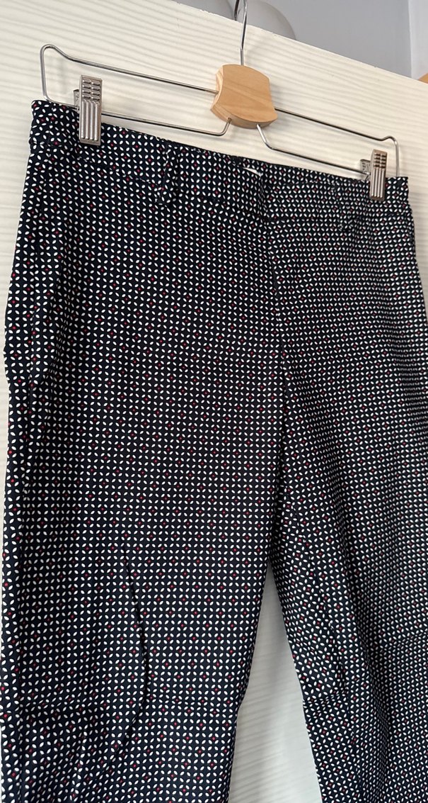 Düğmeli Gri Puantiyeli Kadın Kumaş Pantolon - Görsel 3