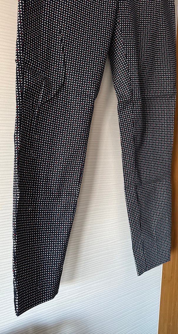 Düğmeli Gri Puantiyeli Kadın Kumaş Pantolon - Görsel 2